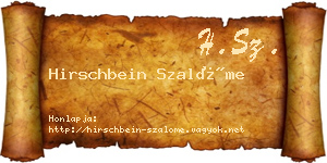 Hirschbein Szalóme névjegykártya